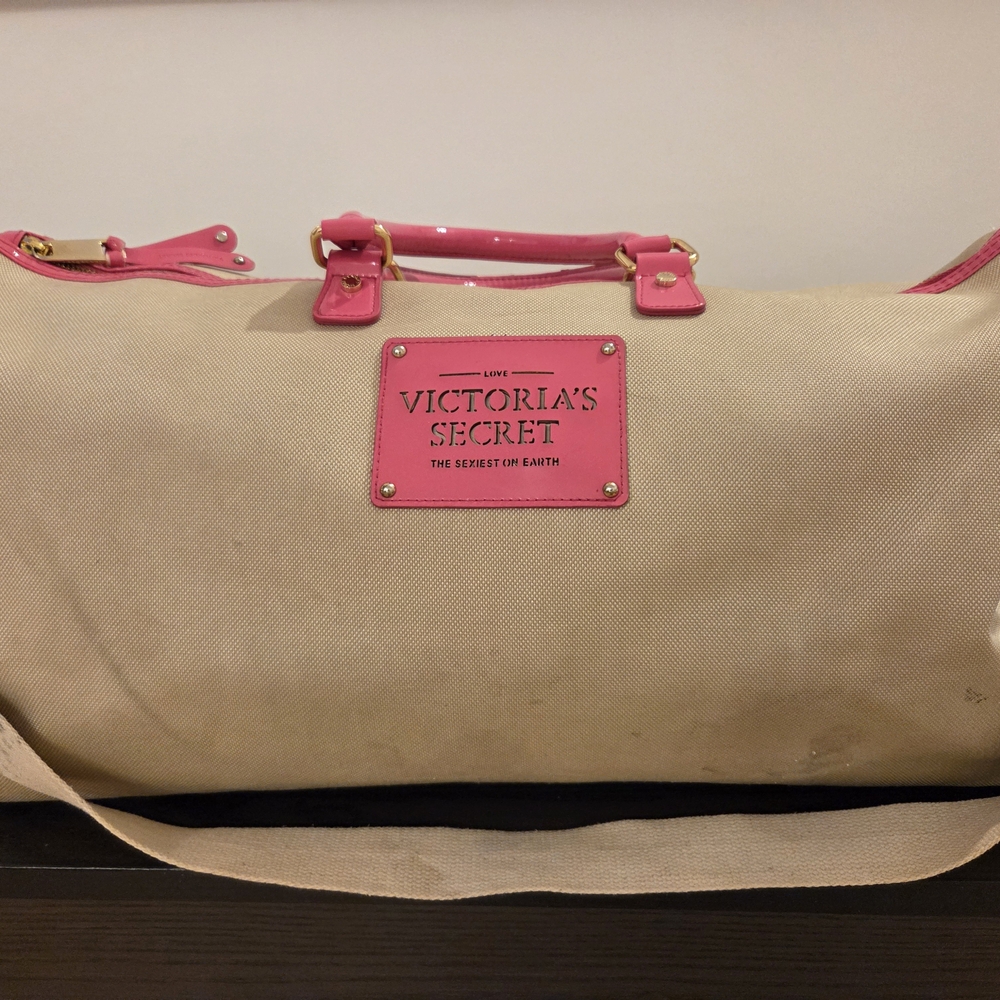 Victoria's Secret Pink and Beige Duffle Bag